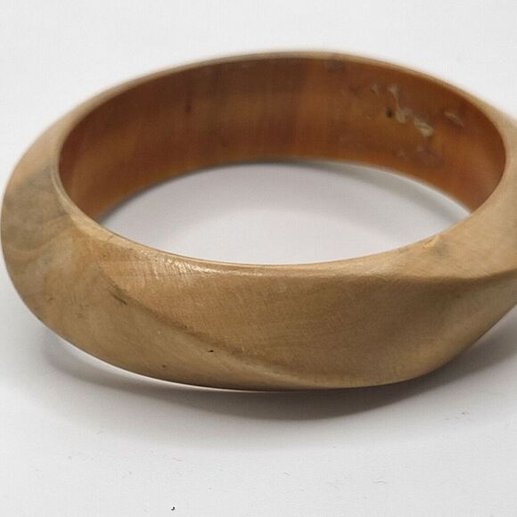 Chunky Bohemian Wooden Wavy Bracelet 2.6in diameter - Picture 3 of 3